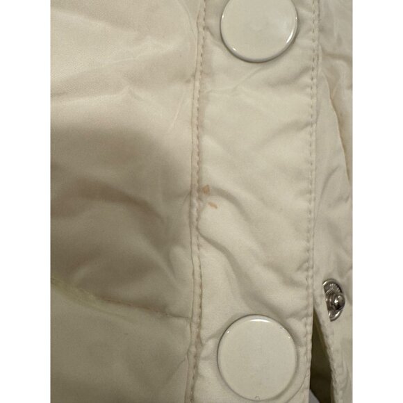 Vintage Old Navy Puffer Vest Women Medium White Nylon Chevron Green Blue Stripes - Picture 8 of 9